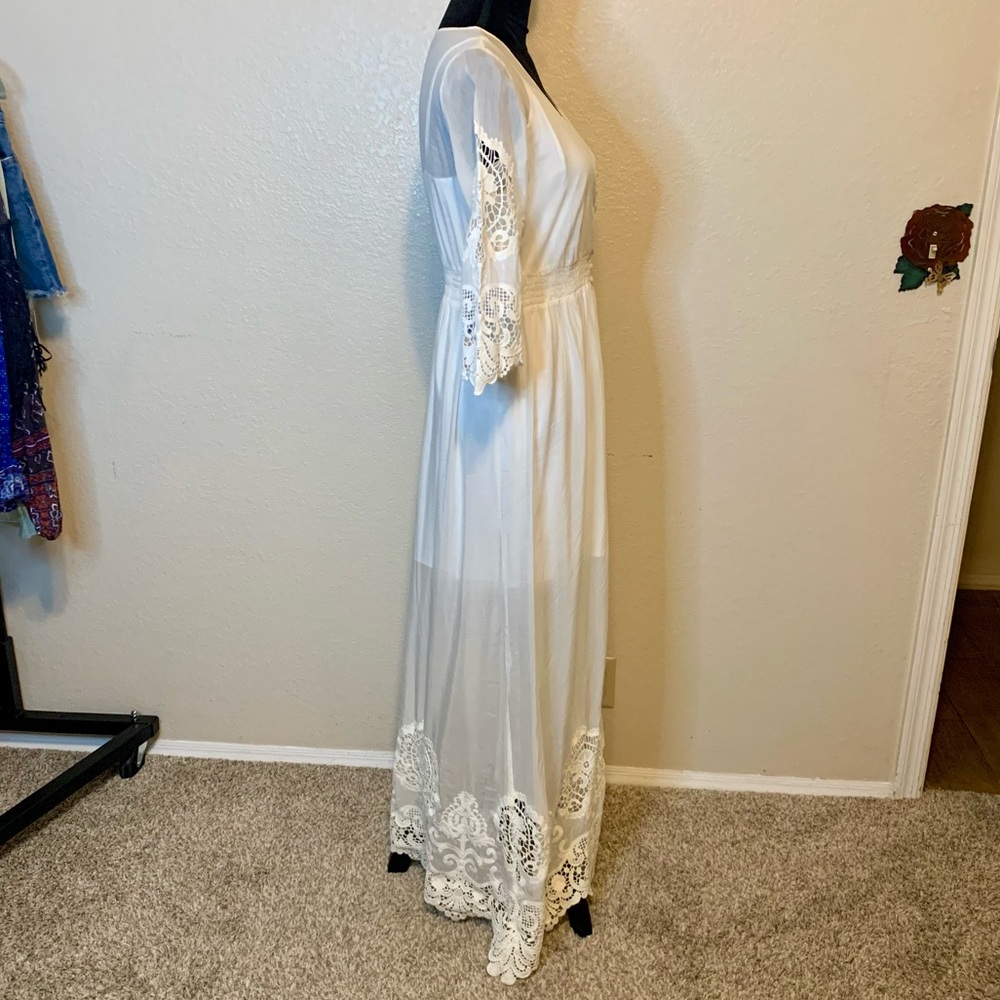 bebe White Lace Maxi Dress - Picture 11 of 16